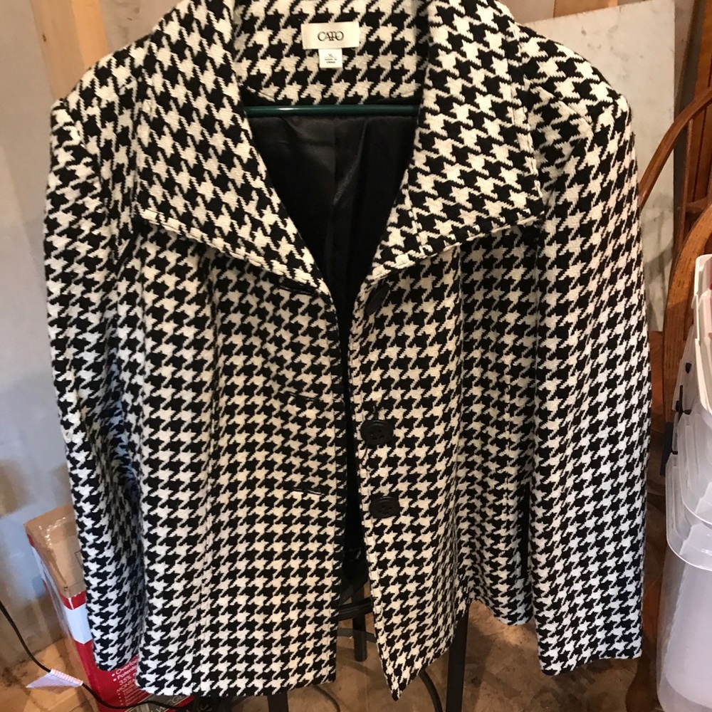 Lined Black and White Pea Coat